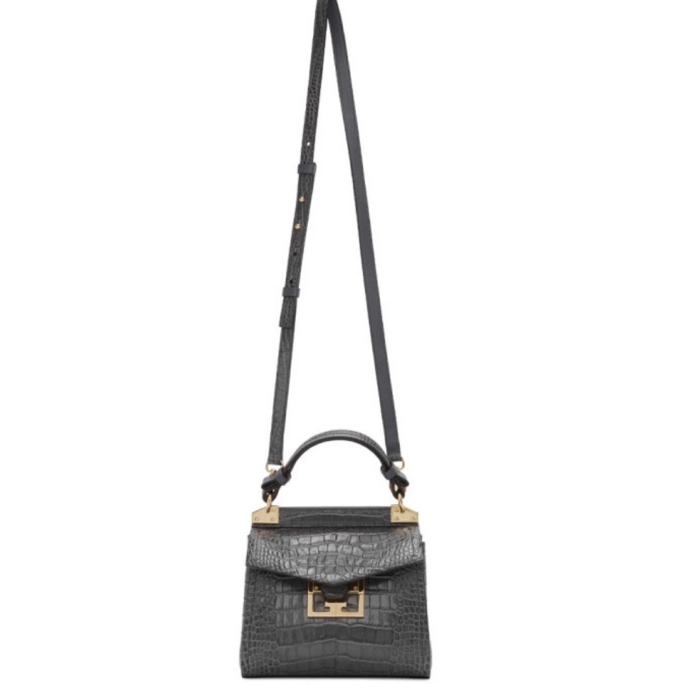 Givenchy Grey Croc Mini Mystic Top Handle Bag $3995